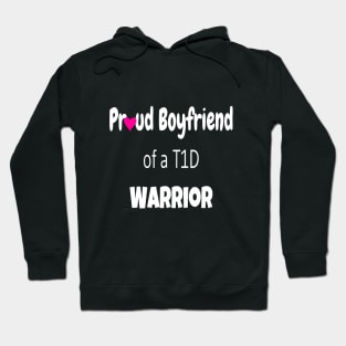 Proud Boyfriend White Text Pink Heart Hoodie